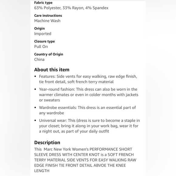 NWT Marc New York Performance Dress Sz S - Picture 6 of 13